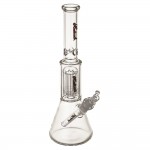 Medicali Glass - Mini 8-Arm Tree Perc Beaker Bong – Red Script Label