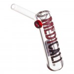 Medicali Glass - Medium Bubbler Hand Pipe - Red & Black Label