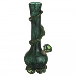 Noble Glass 12 Inch Tall Green Glass Bong with Green Wrap and Foot