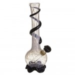 Noble Glass 12 Inch Tall White Glass Bong with Black Wrap and Foot