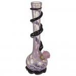 Noble Glass 14 Inch Tall Pink Glass Bong with Black Wrap and Foot