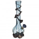 Noble Glass 14 Inch Tall Turquoise Glass Bong with Black Wrap and Foot