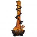 Noble Glass 14 Inch Tall Orange Glass Bong with Black Wrap and Foot