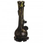 Noble Glass 12 Inch Tall Black Glass Bong with Yellow Pattern Black Wrap and Foot