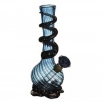 Noble Glass 12 Inch Tall Turquoise Glass Bong with Black Wrap and Foot