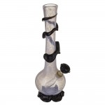 Noble Glass 14 Inch Tall White Glass Bong with Black Wrap and Foot