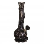 Noble Glass 12 Inch Tall Black Glass Bong with White Pattern Black Wrap and Foot