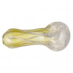 Silver Fumed Short Spoon Pipe with Clear Glass Wrap