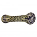 Glass Spoon Pipe - Silver Fume with Blue and White Stripes