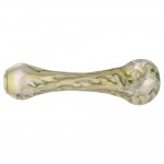 Glass Spoon Pipe - Silver Fume and Green Marbled Pattern