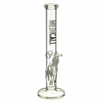 Medicali Glass - 45 Mil Straight Cylinder Bong - 14 Inch - White & Black Label