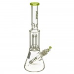 Medicali Glass - Slyme Mini Showerhead Perc Beaker Bong - Green & Platium Script Label