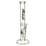 Medicali Glass - 45 Mil Straight Cylinder Bong - 14 Inch - Gold & Black Script Label