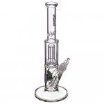 Medicali Glass - Mini Showerhead Perc Straight Bong - Silver Script Label