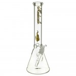 Medicali Glass - 45 Mil Beaker Base Bong - 14 Inch – Gold & Black Script Label