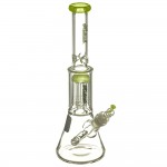 Medicali Glass - Slyme Mini 8-Arm Tree Perc Beaker Bong - Green & Platinum Script Label