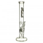 Medicali Glass - 45 Mil Straight Cylinder Bong - 14 Inch - Silver Script Label