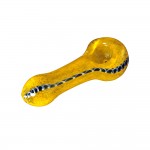 G-Spot Glass Spoon Pipe - Yellow Frit with Blue Stripe