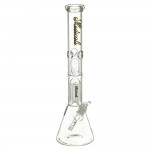 Medicali Glass - 8-arm Tree Perc Beaker Bong - 18 Inch - Gold & Black Script Label