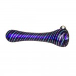 Cobalt Blue Glass Taster Pipe with Aqua & Purple Colored Wrap