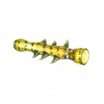 Glass Taster Pipe –Heavy Fume with Green Sparkle Accents & Horns