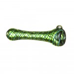 Green Glass Taster Pipe with Aqua & Blue Sparkle Colored Wrap