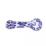 Glass Spoon Pipe – White Glass with Colored Squiggles – Choice of 2 colors