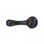 Glass Spoon Pipe – Black Glass with Rainbow Colored Stripes