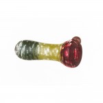 Glass One-Hitter - Clear with Rasta Colored Wrap