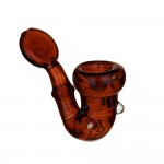 Glass Sherlock Hand Pipe - Red with Disc Mouthpiece