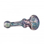 Glass Spoon Pipe - Inside Out Fume & Color Cane with Clear Magnifiers