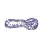 Glass Spoon Pipe - Clear with Colored Zig Zag Pattern - Choice of  5 Colors