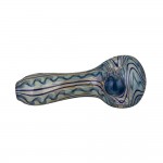 Glass Spoon Pipe - Fumed and Colored Touch & Pull with Colored Stringers - Choice of 3 Colors