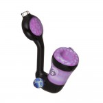 Glass Sherlock Pipe – Black Glass with Pink Slyme & White Honeycomb Design