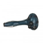 Glass Spoon Pipe -  Heavy Inside Out Fume with Frit & Dichro - Blue