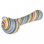 Glass Spoon Pipe - White Glass with Colored Stripes - Choice of 2 colors