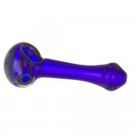 Glass Spoon Pipe - Cobalt Blue Glass with Switchbacks on Bowl