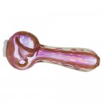 Glass Spoon Pipe - Heavy Gold Fume with Flower Stamp