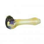 Glass Spoon Pipe - Fumed with Tree Themed Art - Rainbow