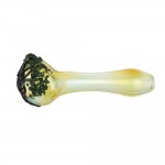 Glass Spoon Pipe - Fumed with Tree Themed Art - Green