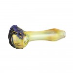 Glass Spoon Pipe - Fumed with Tree Themed Art - Purple