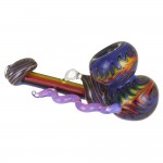 Glass Hammer Bubbler - Inside Out with Reversal Work & Double Ball Bowl - Rainbow