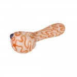 Glass Spoon Pipe - White Glass with Colored Squiggles and Marbles - Choice of 4 colors