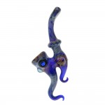 Glass Mini Sherlock Pipe - Cobalt Blue Fumed Glass with Colored Marbles