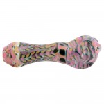 Glass Spoon Pipe - Heavy Gold Fume with Heavy Blue Sparkle on White Glass with Clear Magnifiers