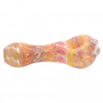 Glass Spoon Pipe - Heavy Gold Fume on White Glass with Clear Magnifiers