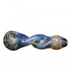 Glass Spoon Pipe - Fumed Tornado Twist & Wrapped Color Design