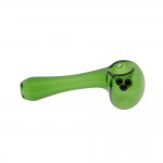 Glass Spoon Pipe - Green Droop Style with Small Colored Marbles