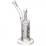 Medicali Glass - 12-Arm Tree Perc Vapor Bubbler - Green & Black Script Label