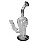 Black Leaf - Glass Bubbler with Slitted Showerhead & HoneyComb Perc
